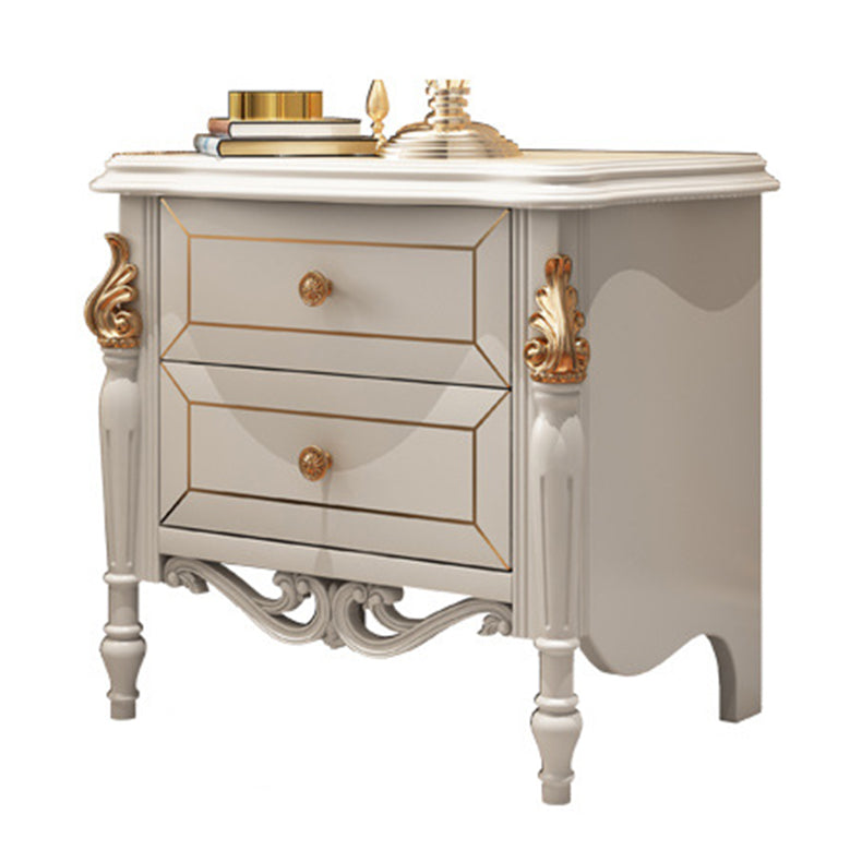 2 cassetti tavolo da notte in legno massiccio tradizionale comodino, 23,6 "di altezza