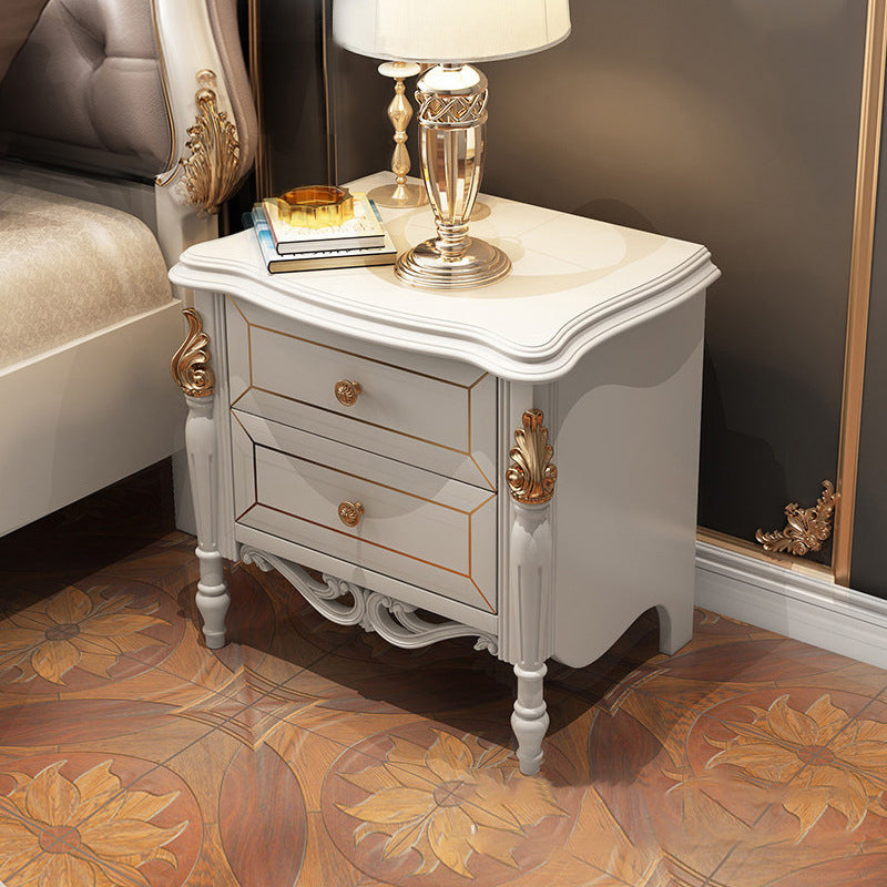 2 cassetti tavolo da notte in legno massiccio tradizionale comodino, 23,6 "di altezza