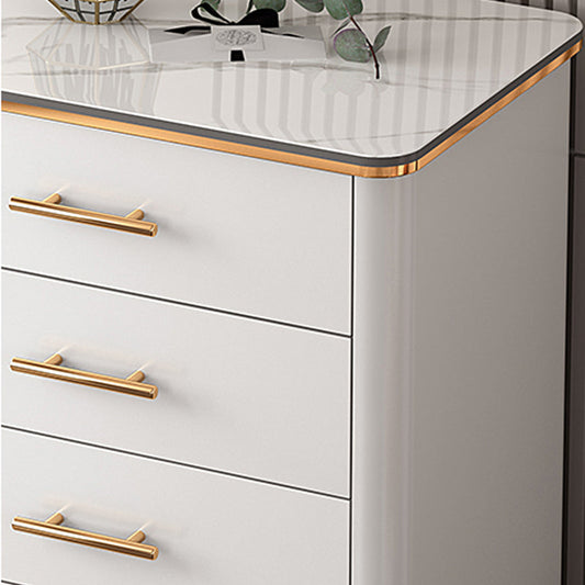 Glam Camera da letto Pietra di stoccaggio torace verticale in bianco con cassetti