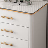 Glam Bedroom Stone Storage Chest Vertical Chest in White with Drawers