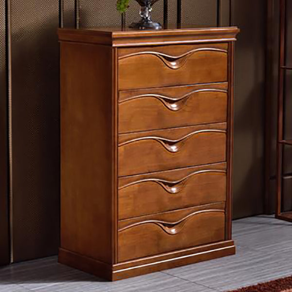 Traditional Storage Chest Dresser Solid Wood Storage Chest with 3/4/5 Drawers Nut-Brown 5 Clearhalo 'Bedroom Furniture' 'Dressers & Chests' 'dressers_chests' 'furn' 'furn_dressers_chests' 'Furniture' 6286222