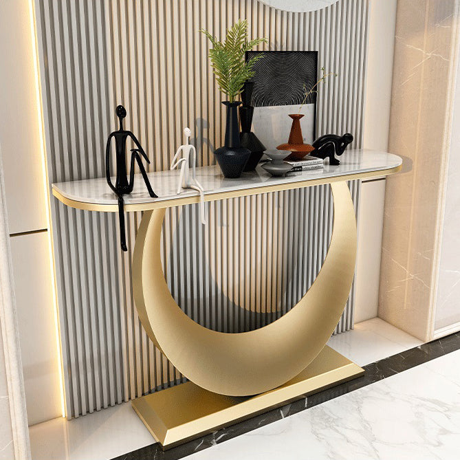 31.5" Tall Stone Accent Table Modern Stain Resistant Console Table