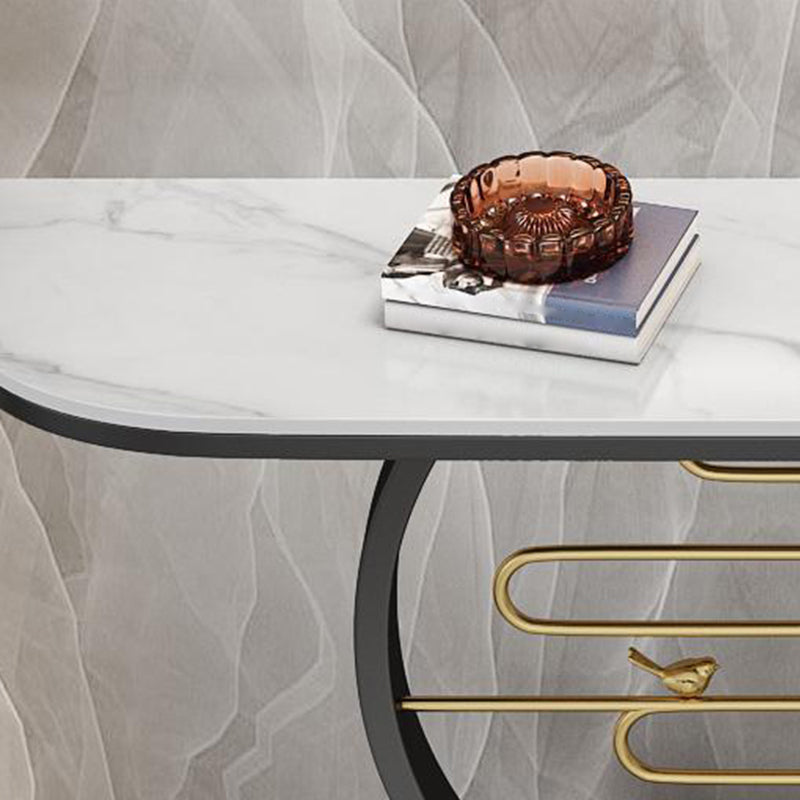 Tavolo di console di divano contemporanea tavolo accento console di finitura antica con scaffale