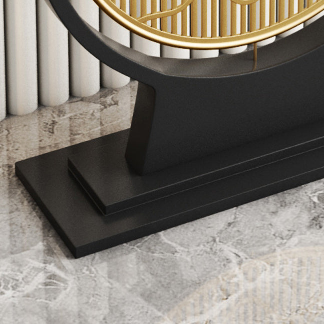 31.49" High Stone Console Table Half Moon Accent Table with Iron Frame