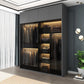 Modern Style Glass Wardrobe Bedroom Wardrobe Closet with 1 Drawer