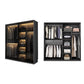 Modern Style Glass Wardrobe Bedroom Wardrobe Closet with 1 Drawer