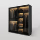 Modern Style Glass Wardrobe Bedroom Wardrobe Closet with 1 Drawer