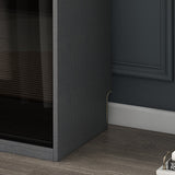 Modern Style Glass Wardrobe Bedroom Wardrobe Closet with 1 Drawer