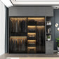 Modern Style Glass Wardrobe Bedroom Wardrobe Closet with 1 Drawer