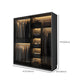 Modern Style Glass Wardrobe Bedroom Wardrobe Closet with 1 Drawer