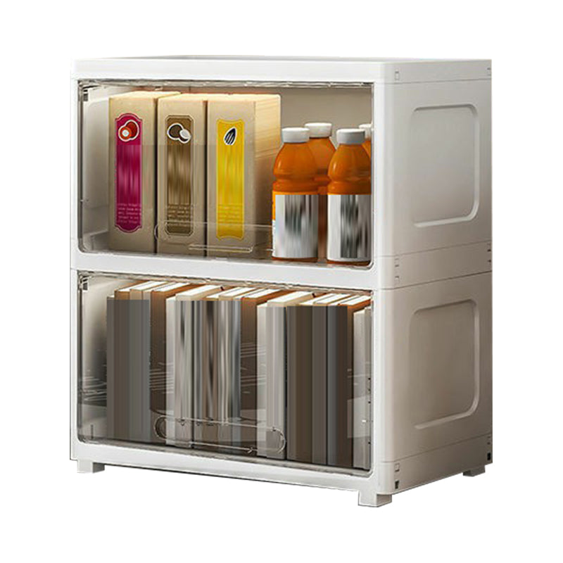 5-Door Storage Cabinet Contemporary Plastic Wardrobe Armoire 21.7"L x 12.6"W x 24.8"H White-Clear Clearhalo 'Armoires & Wardrobes' 'armoires_wardrobes' 'Bedroom Furniture' 'furn' 'furn_armoires_wardrobes' 'Furniture' 6287234