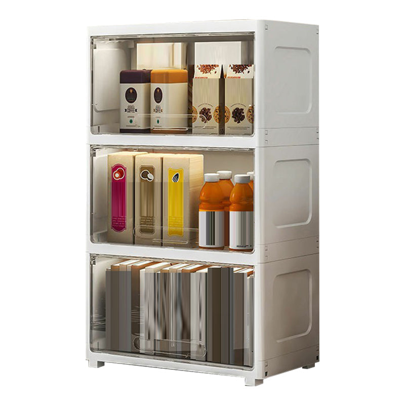 5-Door Storage Cabinet Contemporary Plastic Wardrobe Armoire 21.7"L x 12.6"W x 36.2"H White-Clear Clearhalo 'Armoires & Wardrobes' 'armoires_wardrobes' 'Bedroom Furniture' 'furn' 'furn_armoires_wardrobes' 'Furniture' 6287236
