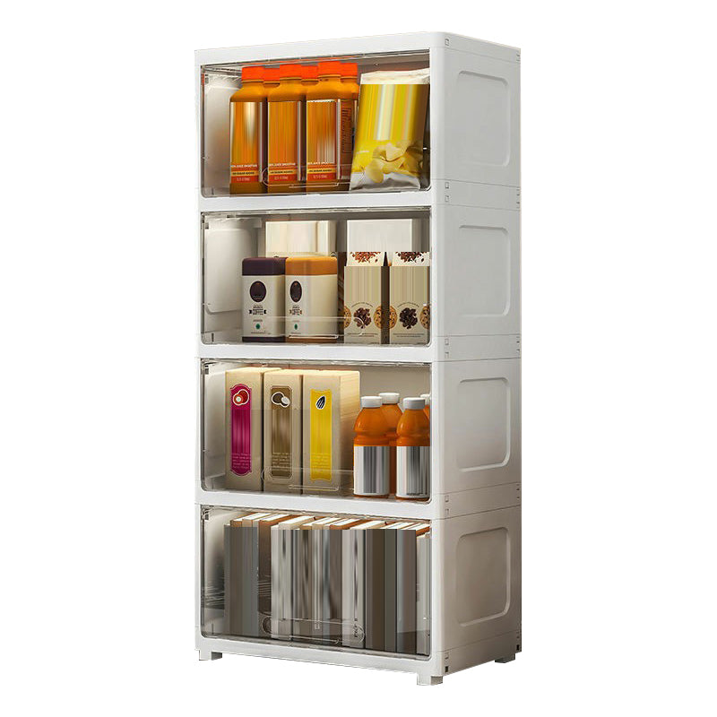 5-Door Storage Cabinet Contemporary Plastic Wardrobe Armoire 21.7"L x 12.6"W x 47.2"H White-Clear Clearhalo 'Armoires & Wardrobes' 'armoires_wardrobes' 'Bedroom Furniture' 'furn' 'furn_armoires_wardrobes' 'Furniture' 6287237