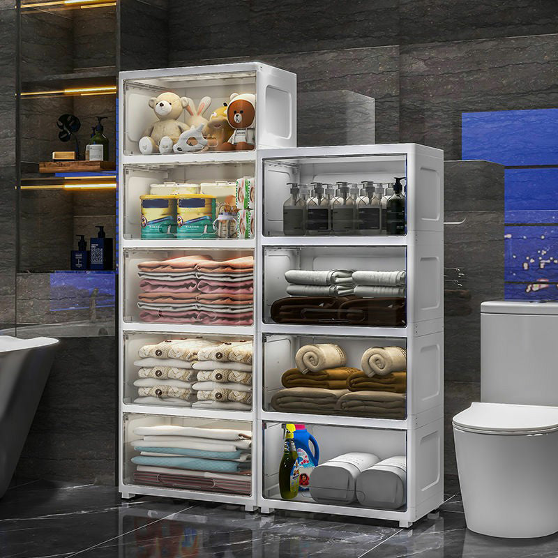 5-Door Storage Cabinet Contemporary Plastic Wardrobe Armoire Clearhalo 'Armoires & Wardrobes' 'armoires_wardrobes' 'Bedroom Furniture' 'furn' 'furn_armoires_wardrobes' 'Furniture' 6287240