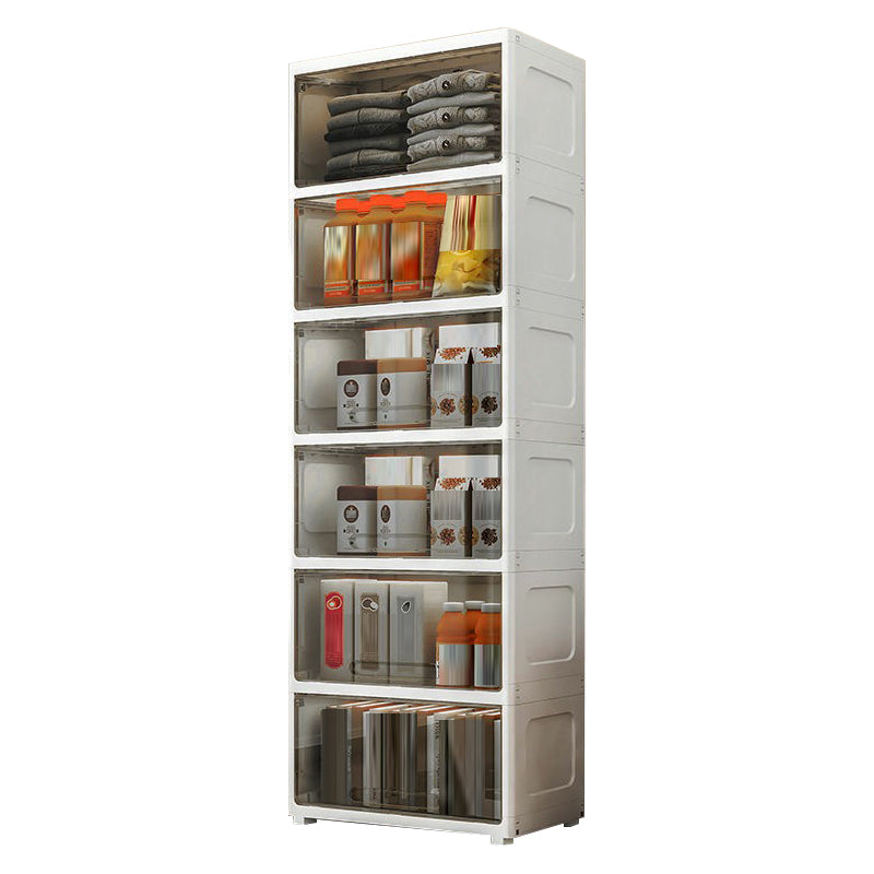5-Door Storage Cabinet Contemporary Plastic Wardrobe Armoire 21.7"L x 12.6"W x 70.1"H Black Clear Clearhalo 'Armoires & Wardrobes' 'armoires_wardrobes' 'Bedroom Furniture' 'furn' 'furn_armoires_wardrobes' 'Furniture' 6287252