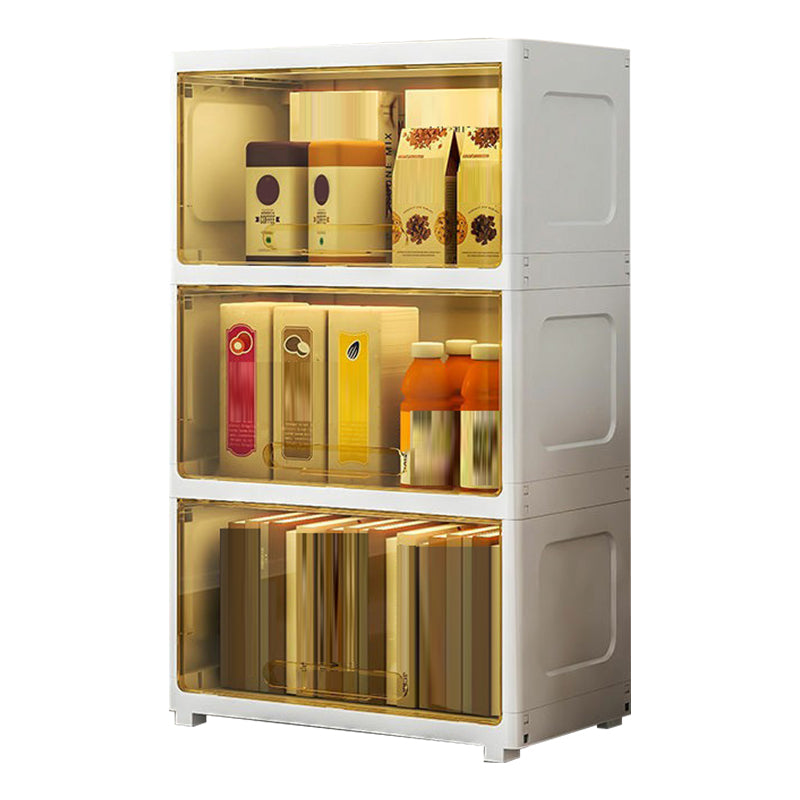 5-Door Storage Cabinet Contemporary Plastic Wardrobe Armoire 21.7"L x 12.6"W x 36.2"H Beige-Clear Clearhalo 'Armoires & Wardrobes' 'armoires_wardrobes' 'Bedroom Furniture' 'furn' 'furn_armoires_wardrobes' 'Furniture' 6287255