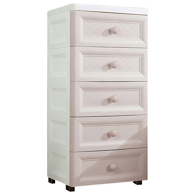 Plastic Wardrobe Armoire with Legs Modern Storage Cabinet with Drawer 14.6"L x 12.2"W x 32.7"H White-Apricot Clearhalo 'Armoires & Wardrobes' 'armoires_wardrobes' 'Bedroom Furniture' 'furn' 'furn_armoires_wardrobes' 'Furniture' 6287290