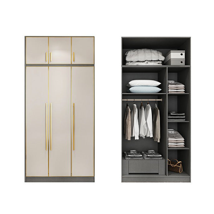 Contemporary Wardrobe Closet with Shelves Engineered Wood Wardrobe Armoire