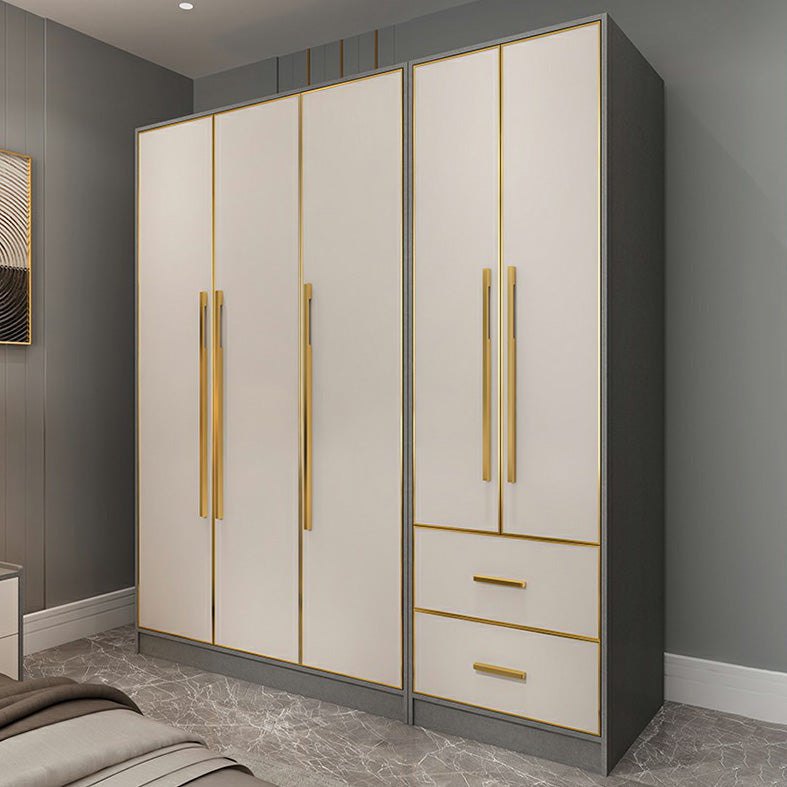 Contemporary Wardrobe Closet with Shelves Engineered Wood Wardrobe Armoire