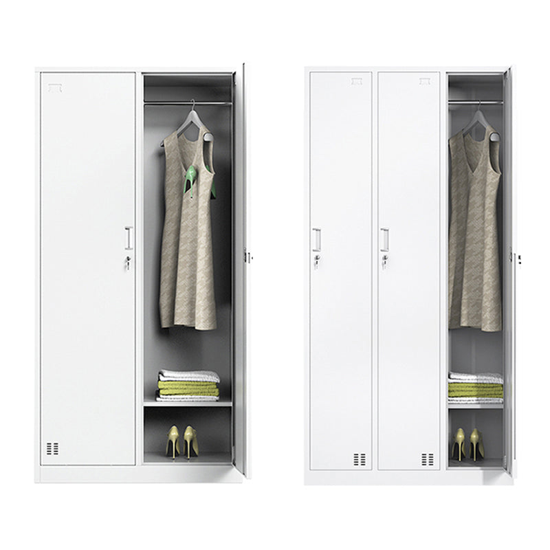 Gabinete de acero blanco con puertas con bisagras gabinete de almacenamiento moderno