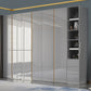 Gabinete de almacenamiento gris alto en brillo gabinete moderno con puertas con bisagras