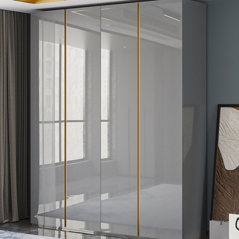 Gabinete de almacenamiento gris alto en brillo gabinete moderno con puertas con bisagras