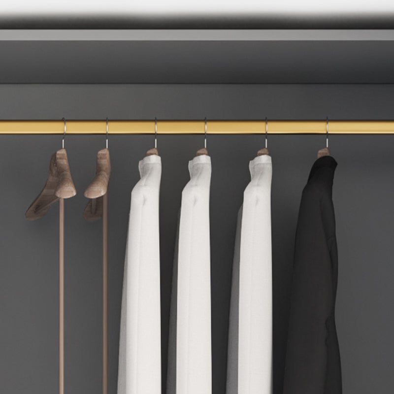 Gabinete de almacenamiento gris alto en brillo gabinete moderno con puertas con bisagras