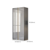 Gabinete de almacenamiento gris alto en brillo gabinete moderno con puertas con bisagras