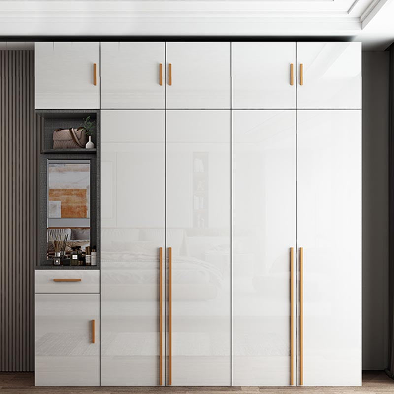 High Gloss White Modern Wardrobe Engineered Wood Storage Cabinet for Home Clearhalo 'Armoires & Wardrobes' 'armoires_wardrobes' 'Bedroom Furniture' 'furn' 'furn_armoires_wardrobes' 'Furniture' 6287661