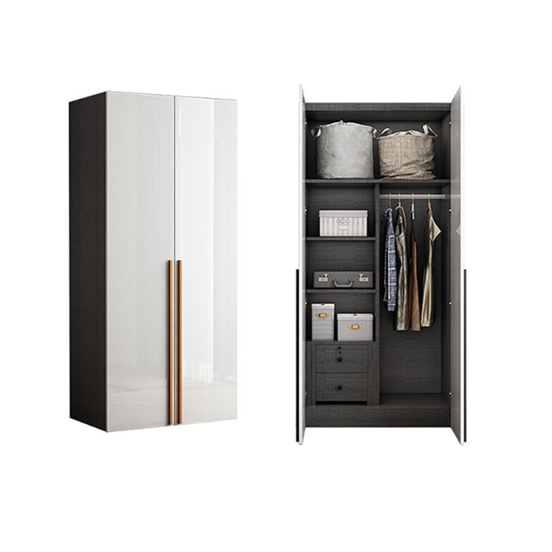 High Gloss White Modern Wardrobe Engineered Wood Storage Cabinet for Home 31"L x 22"W x 79"H Armoires & Wardrobes Clearhalo 'Armoires & Wardrobes' 'armoires_wardrobes' 'Bedroom Furniture' 'furn' 'furn_armoires_wardrobes' 'Furniture' 6287663