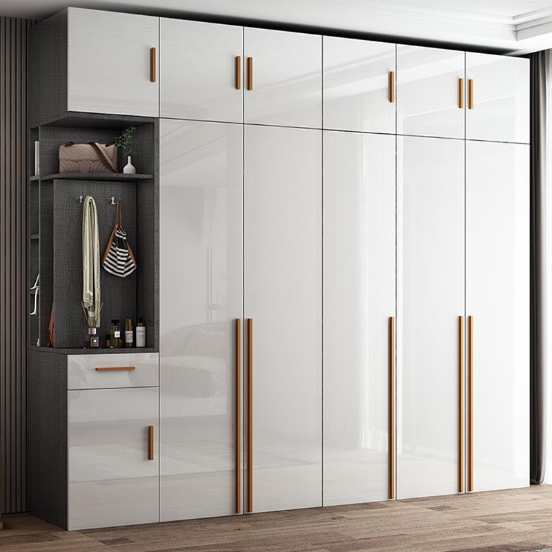 High Gloss White Modern Wardrobe Engineered Wood Storage Cabinet for Home Clearhalo 'Armoires & Wardrobes' 'armoires_wardrobes' 'Bedroom Furniture' 'furn' 'furn_armoires_wardrobes' 'Furniture' 6287666