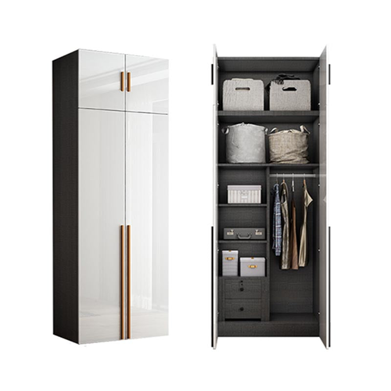 High Gloss White Modern Wardrobe Engineered Wood Storage Cabinet for Home 31"L x 22"W x 79"H Armories & Top Cabinet Clearhalo 'Armoires & Wardrobes' 'armoires_wardrobes' 'Bedroom Furniture' 'furn' 'furn_armoires_wardrobes' 'Furniture' 6287670