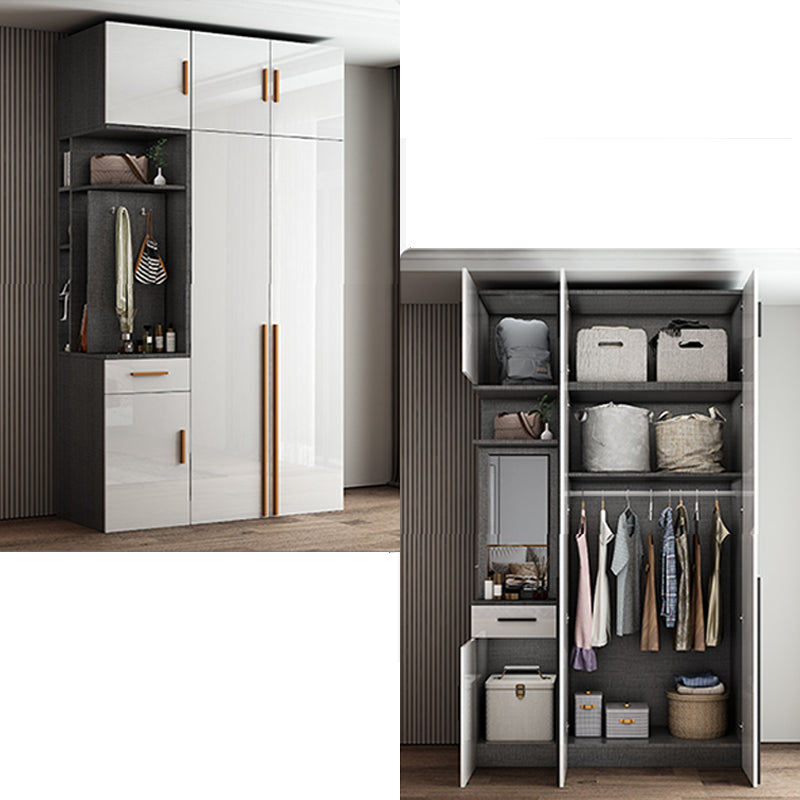 High Gloss White Modern Wardrobe Engineered Wood Storage Cabinet for Home Clearhalo 'Armoires & Wardrobes' 'armoires_wardrobes' 'Bedroom Furniture' 'furn' 'furn_armoires_wardrobes' 'Furniture' 6287671