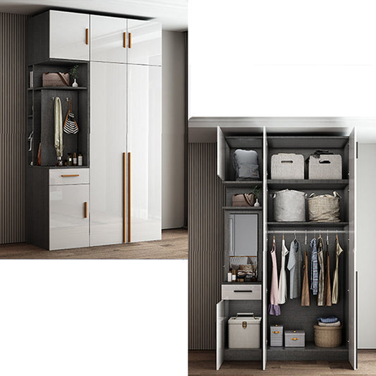 High Gloss White Modern Wardrobe Engineered Wood Storage Cabinet for Home Clearhalo 'Armoires & Wardrobes' 'armoires_wardrobes' 'Bedroom Furniture' 'furn' 'furn_armoires_wardrobes' 'Furniture' 6287671