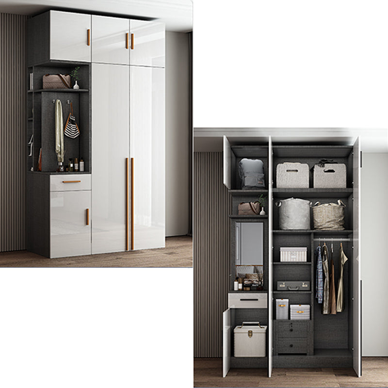 High Gloss White Modern Wardrobe Engineered Wood Storage Cabinet for Home Clearhalo 'Armoires & Wardrobes' 'armoires_wardrobes' 'Bedroom Furniture' 'furn' 'furn_armoires_wardrobes' 'Furniture' 6287672