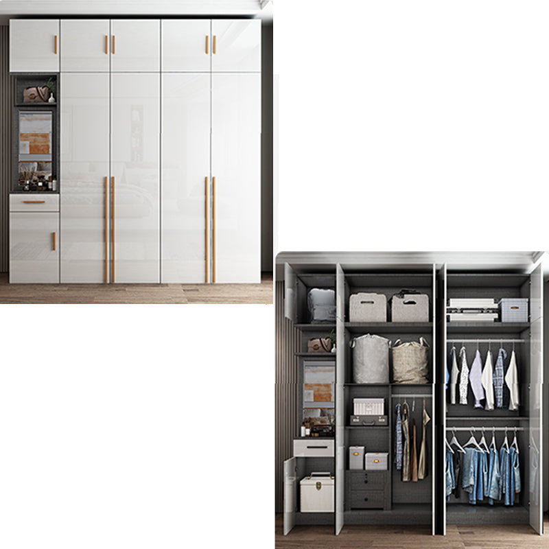 High Gloss White Modern Wardrobe Engineered Wood Storage Cabinet for Home Clearhalo 'Armoires & Wardrobes' 'armoires_wardrobes' 'Bedroom Furniture' 'furn' 'furn_armoires_wardrobes' 'Furniture' 6287674