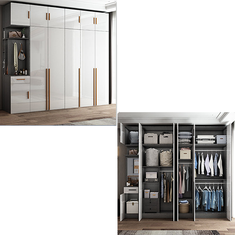 High Gloss White Modern Wardrobe Engineered Wood Storage Cabinet for Home Clearhalo 'Armoires & Wardrobes' 'armoires_wardrobes' 'Bedroom Furniture' 'furn' 'furn_armoires_wardrobes' 'Furniture' 6287675
