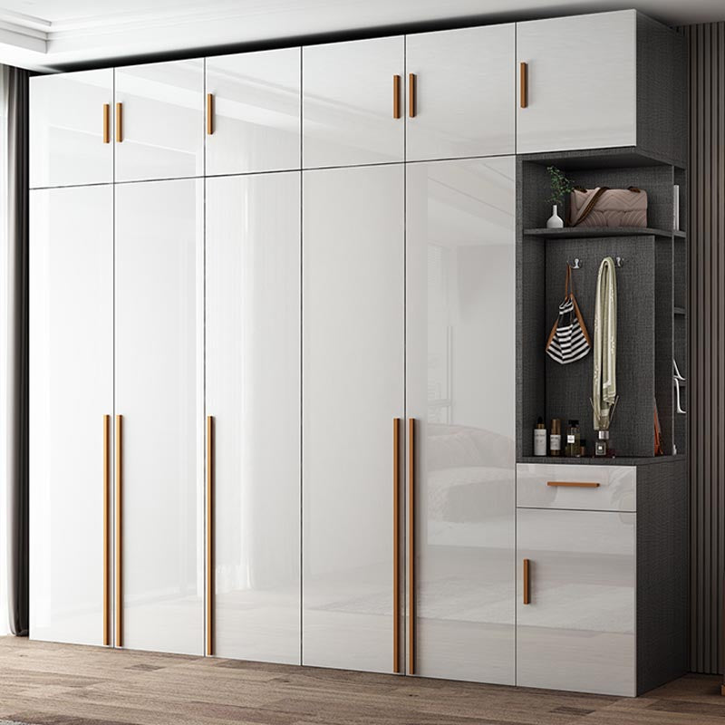 High Gloss White Modern Wardrobe Engineered Wood Storage Cabinet for Home Clearhalo 'Armoires & Wardrobes' 'armoires_wardrobes' 'Bedroom Furniture' 'furn' 'furn_armoires_wardrobes' 'Furniture' 6287679