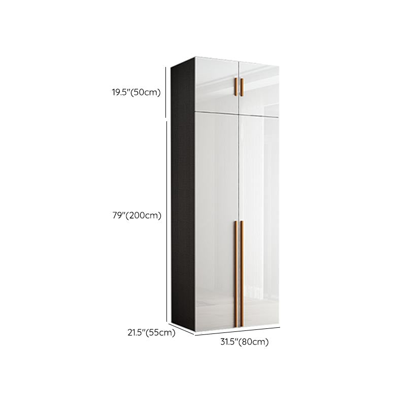 High Gloss White Modern Wardrobe Engineered Wood Storage Cabinet for Home Clearhalo 'Armoires & Wardrobes' 'armoires_wardrobes' 'Bedroom Furniture' 'furn' 'furn_armoires_wardrobes' 'Furniture' 6287684