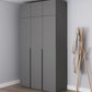 Modern Gray Storage Cabinet with Hinged Doors Faux Wood Cabinet for Bedroom