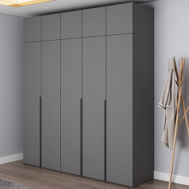 Modern Gray Storage Cabinet with Hinged Doors Faux Wood Cabinet for Bedroom
