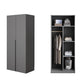 Modern Gray Storage Cabinet with Hinged Doors Faux Wood Cabinet for Bedroom