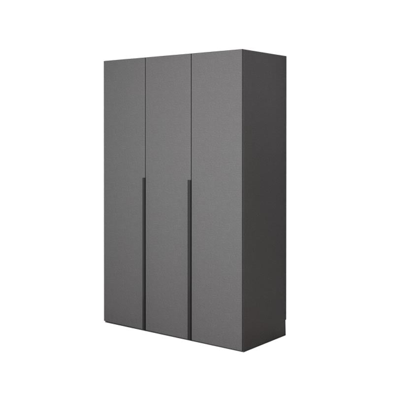 Modern Gray Storage Cabinet with Hinged Doors Faux Wood Cabinet for Bedroom