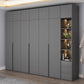 Modern Gray Storage Cabinet with Hinged Doors Faux Wood Cabinet for Bedroom