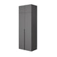 Modern Gray Storage Cabinet with Hinged Doors Faux Wood Cabinet for Bedroom