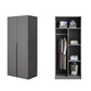 Modern Gray Storage Cabinet with Hinged Doors Faux Wood Cabinet for Bedroom