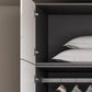 Modern Gray Storage Cabinet with Hinged Doors Faux Wood Cabinet for Bedroom