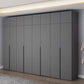 Modern Gray Storage Cabinet with Hinged Doors Faux Wood Cabinet for Bedroom