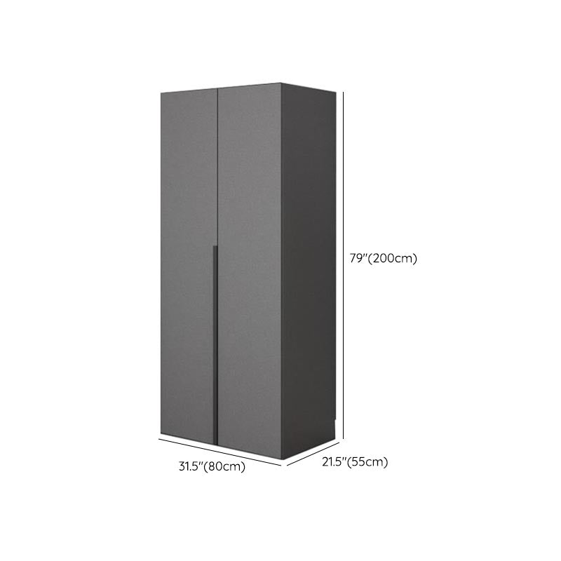 Modern Gray Storage Cabinet with Hinged Doors Faux Wood Cabinet for Bedroom