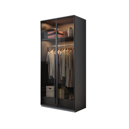 Armoire de porte à charnière de style moderne pour armoire grise de chambre avec des portes en verre